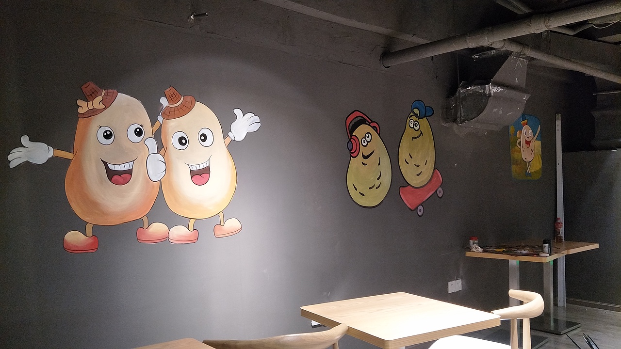火锅店墙绘，餐饮墙绘，串串店墙绘，成都墙绘（图ZMjQyMjI0MzQ4） - 新锐潮流插画 - 站酷设计师新农村墙绘原创素材 - 站酷ZCOOL