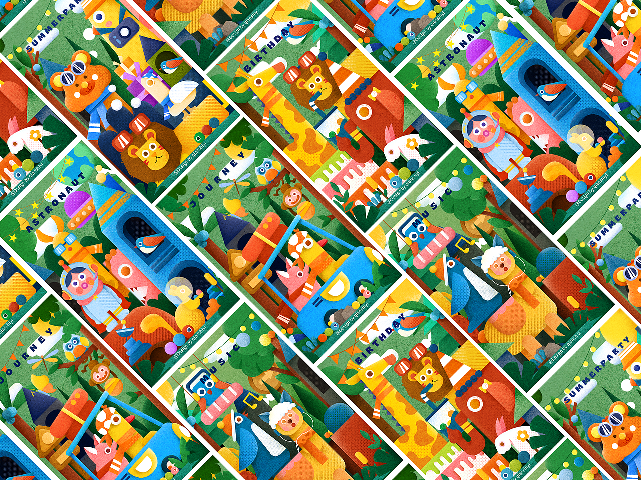 扁平噪点儿童插画总结（图ZMjYwMTQwMzQ0） - 儿童插画 - 站酷设计师三颗牙原创素材 - 站酷ZCOOL