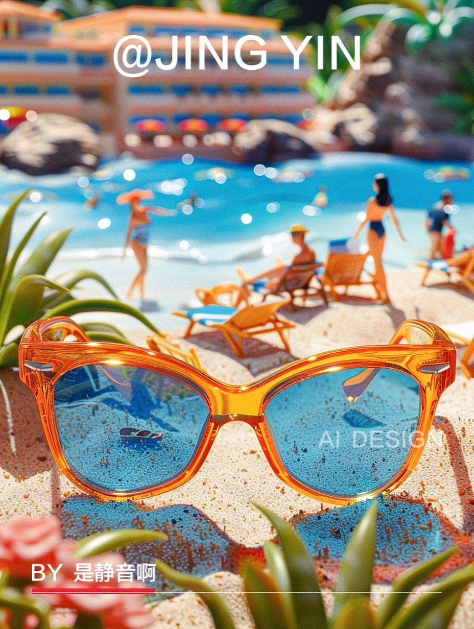 AI 创意摄影｜墨镜下的微缩沙滩 咒语直出（图ZMzY0OTk5NDAw） - AI作品 - 站酷设计师AIGC是静音啊原创素材 - 站酷ZCOOL