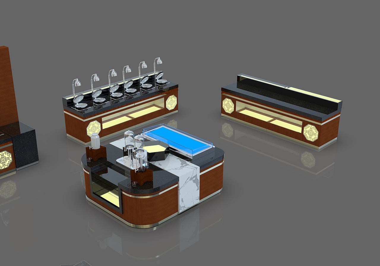 多功能大理石移动布菲车自助餐台设计定制