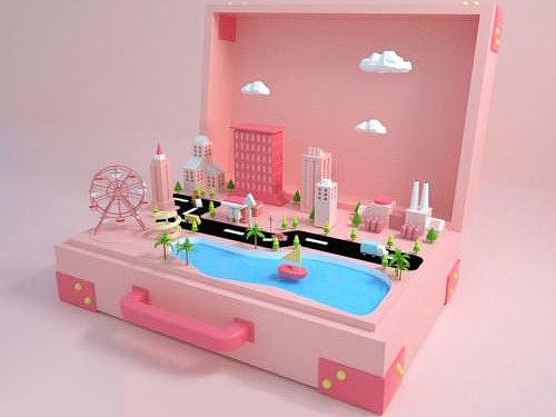 c4d箱子上的城市