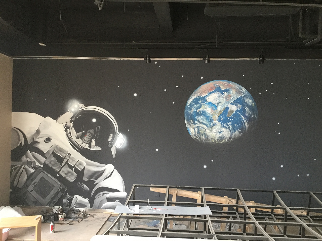 石家庄星空墙绘涂鸦手绘壁画