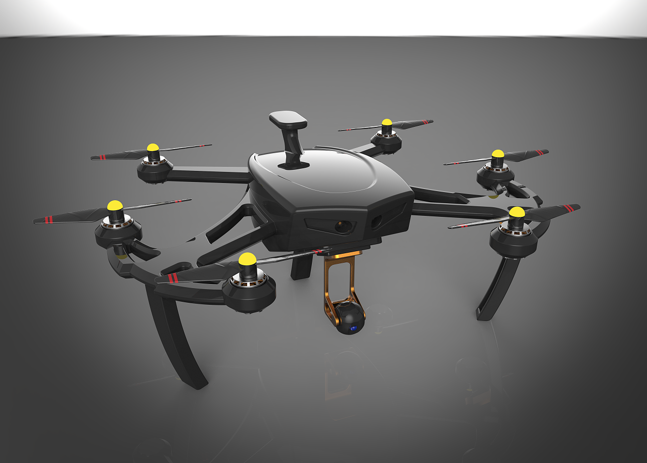 炫酷黑蜂型六轴无人机