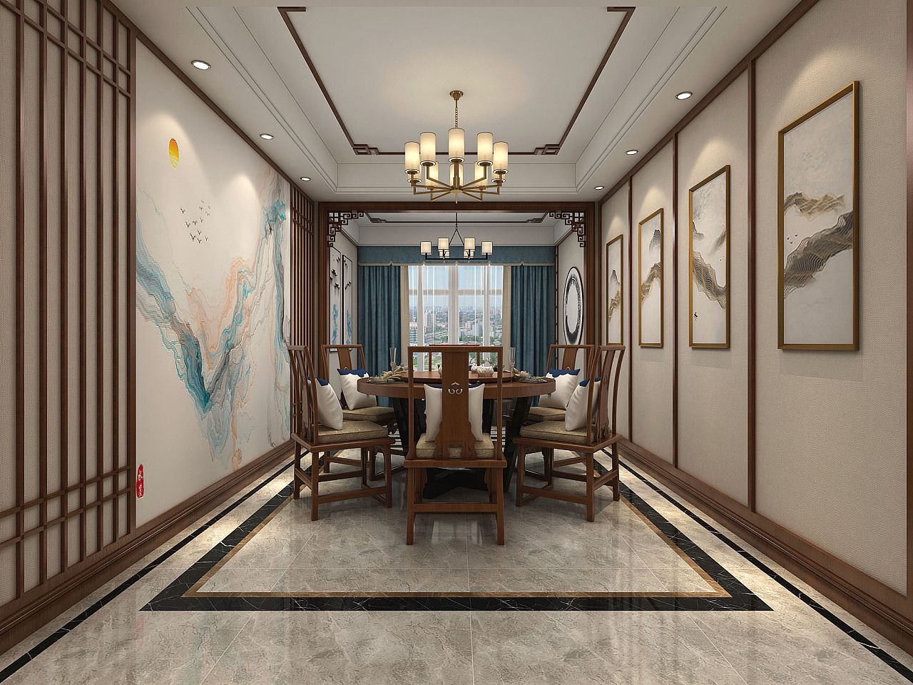 新中式家装客餐厅