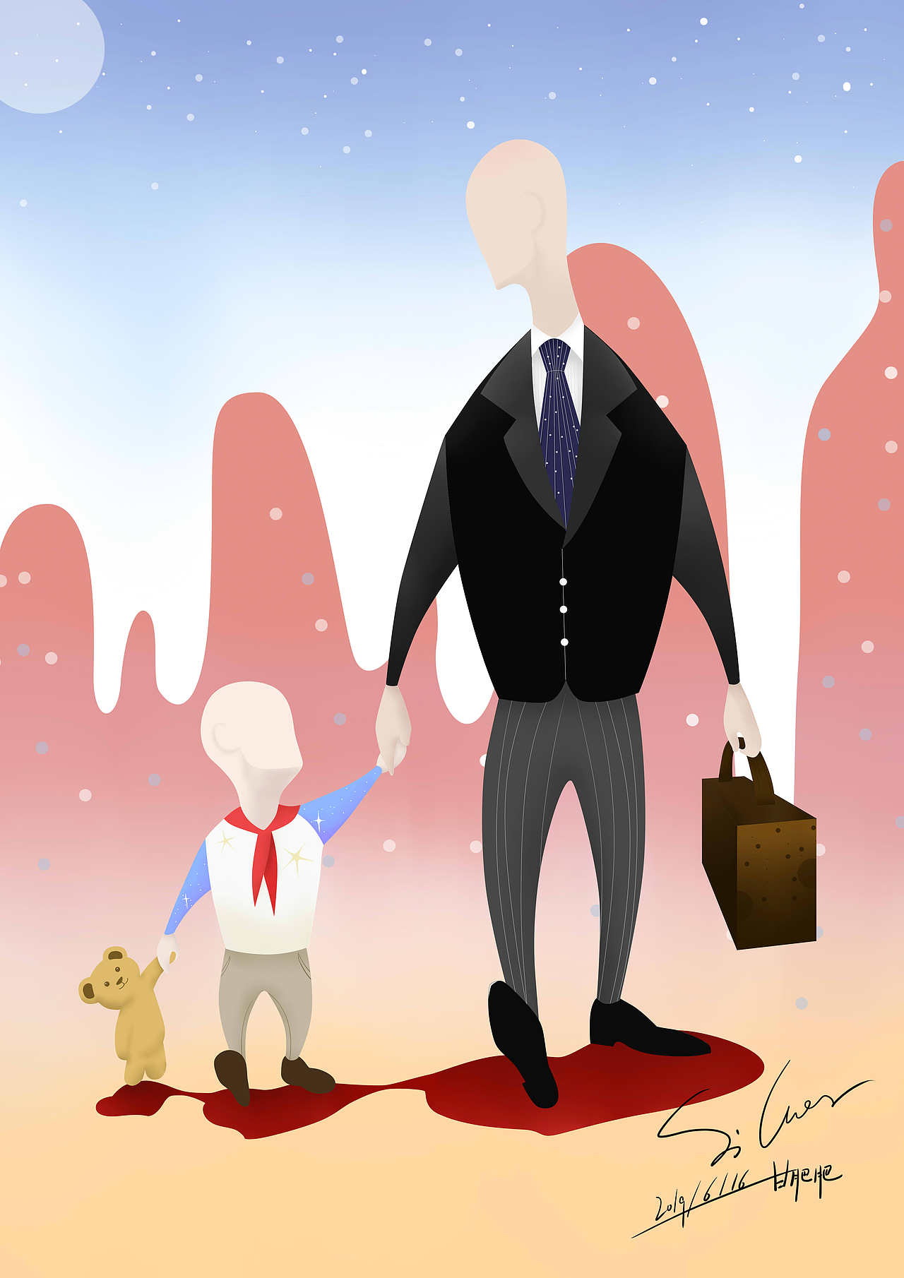 父与子（图ZMTYyNzY1ODAw） - 商业插画 - 站酷设计师枫银原创素材 - 站酷ZCOOL