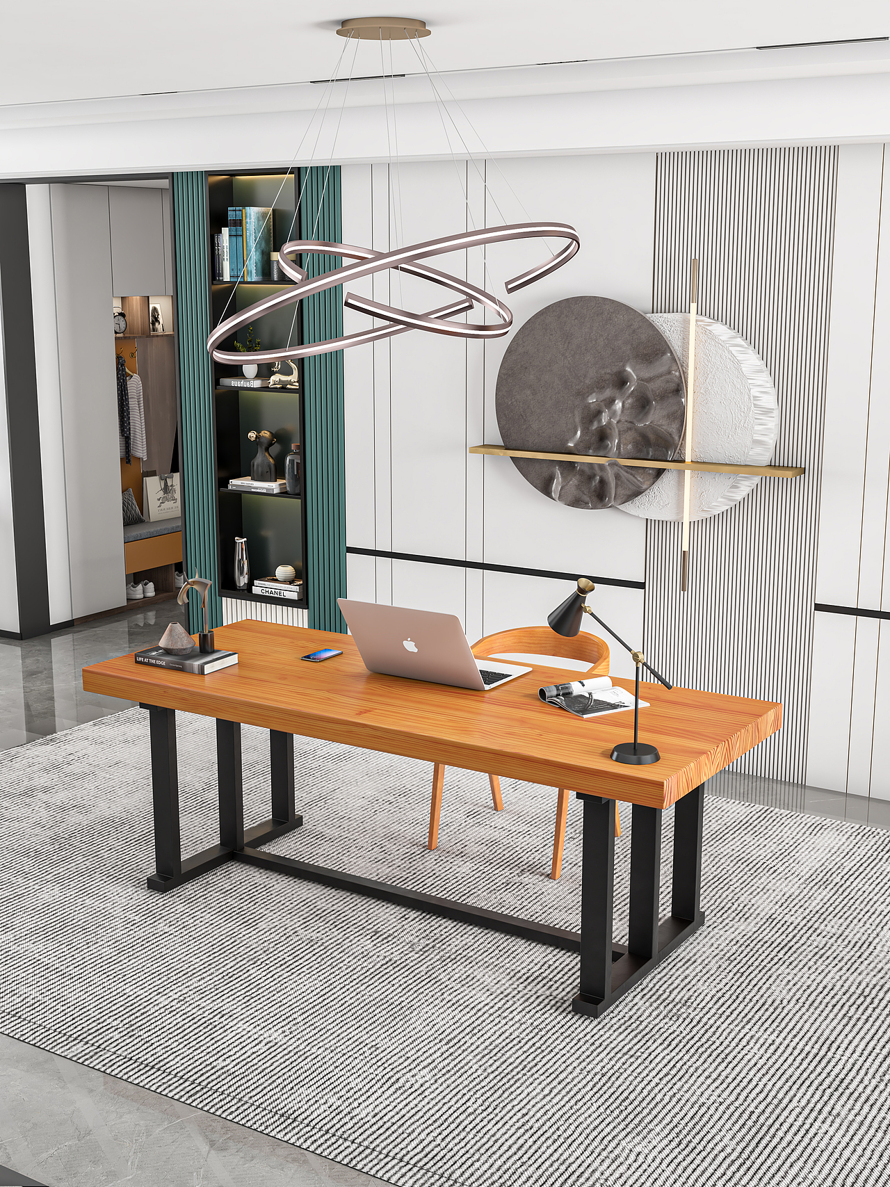 实木铁艺办公桌