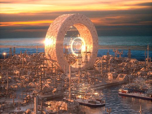 C4D超现实建筑场景