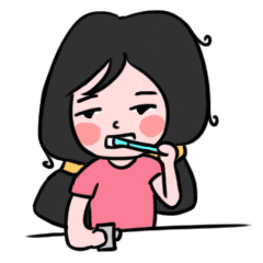 一个女孩刷牙动漫头像图片