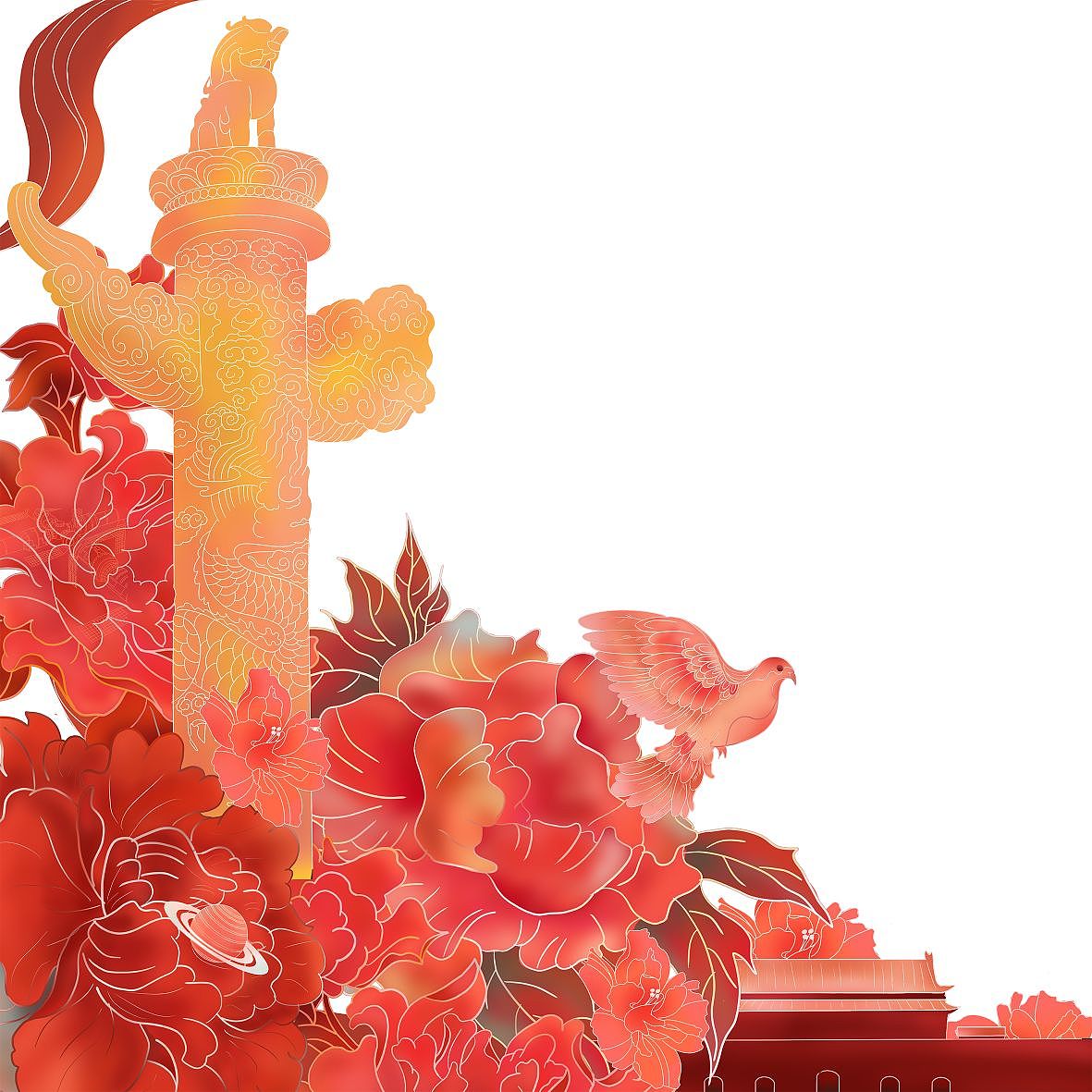 国庆节系列插画（图ZMzUxOTY0NDE2） - 商业插画 - 站酷设计师长林乔原创素材 - 站酷ZCOOL