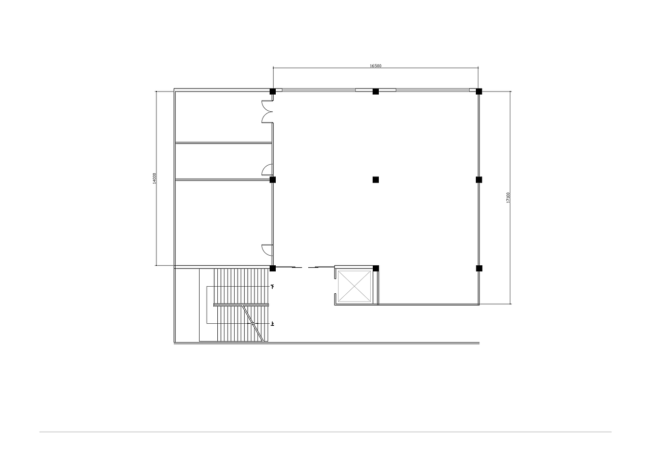 原建筑平面图：原先作为仓库以及其公司产品制作的区域。