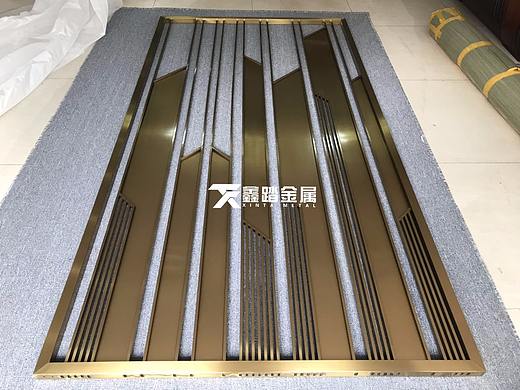 家装玄关高档钛金屏风隔断 拉丝满焊不锈钢花格 极简风