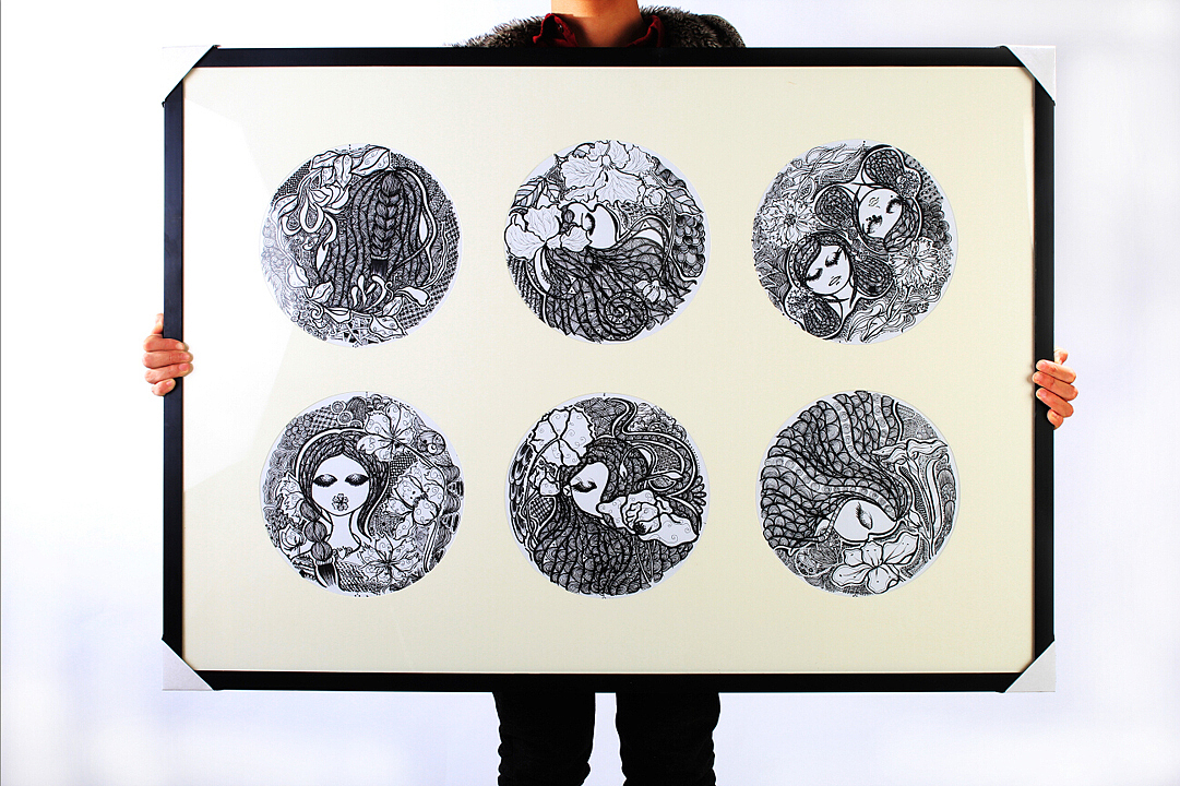 《花·女子》系列装饰插画成品和相关衍生品（图ZNjU0NDE2NTY=） - 艺术插画 - 站酷设计师肥_小鱼原创素材 - 站酷ZCOOL