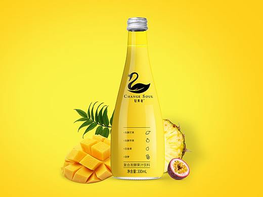 发酵果汁玻璃瓶饮料包装设计