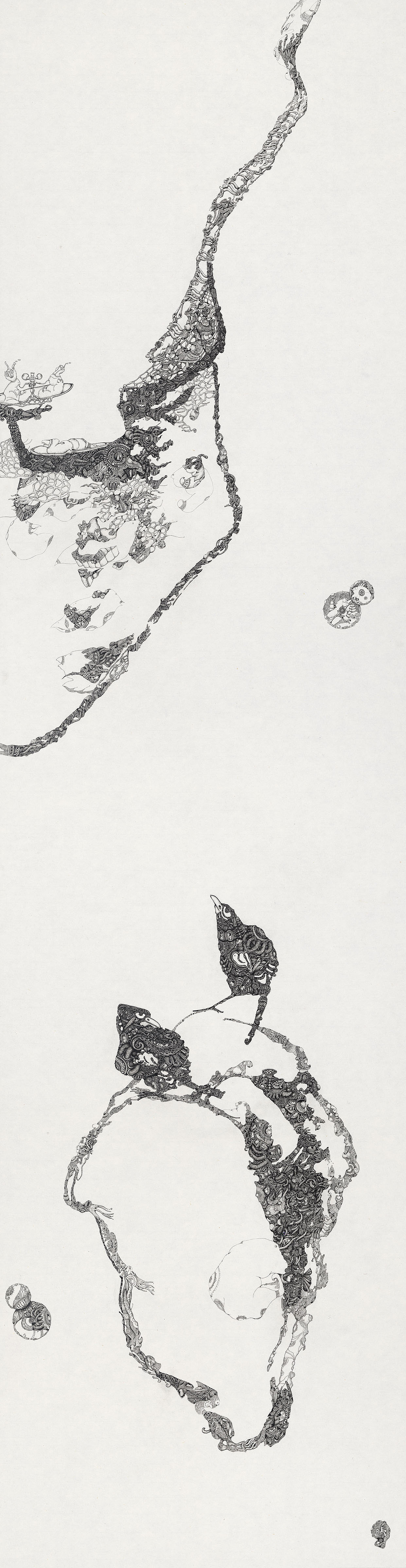 球花双鸟图轴之二 2014 (42x162cm)