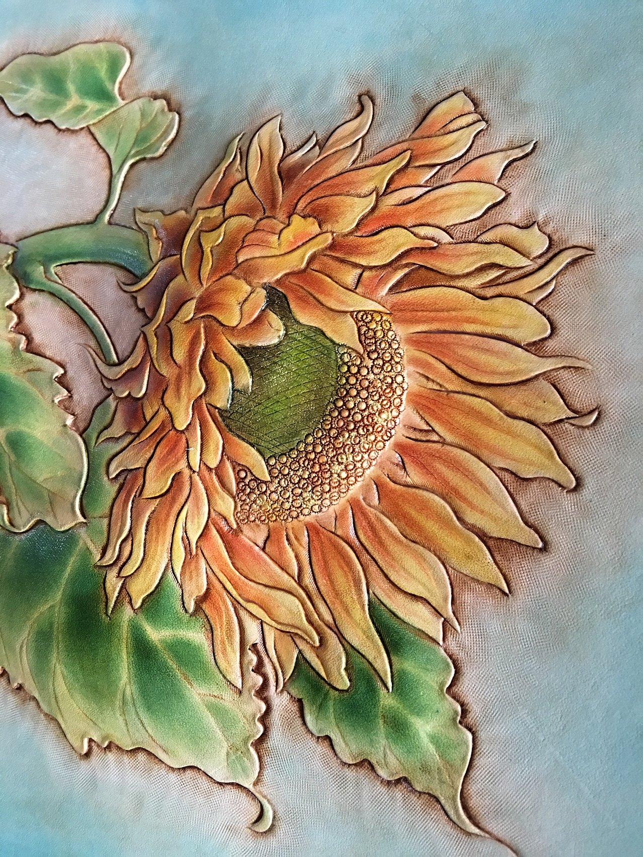 皮雕画向日葵