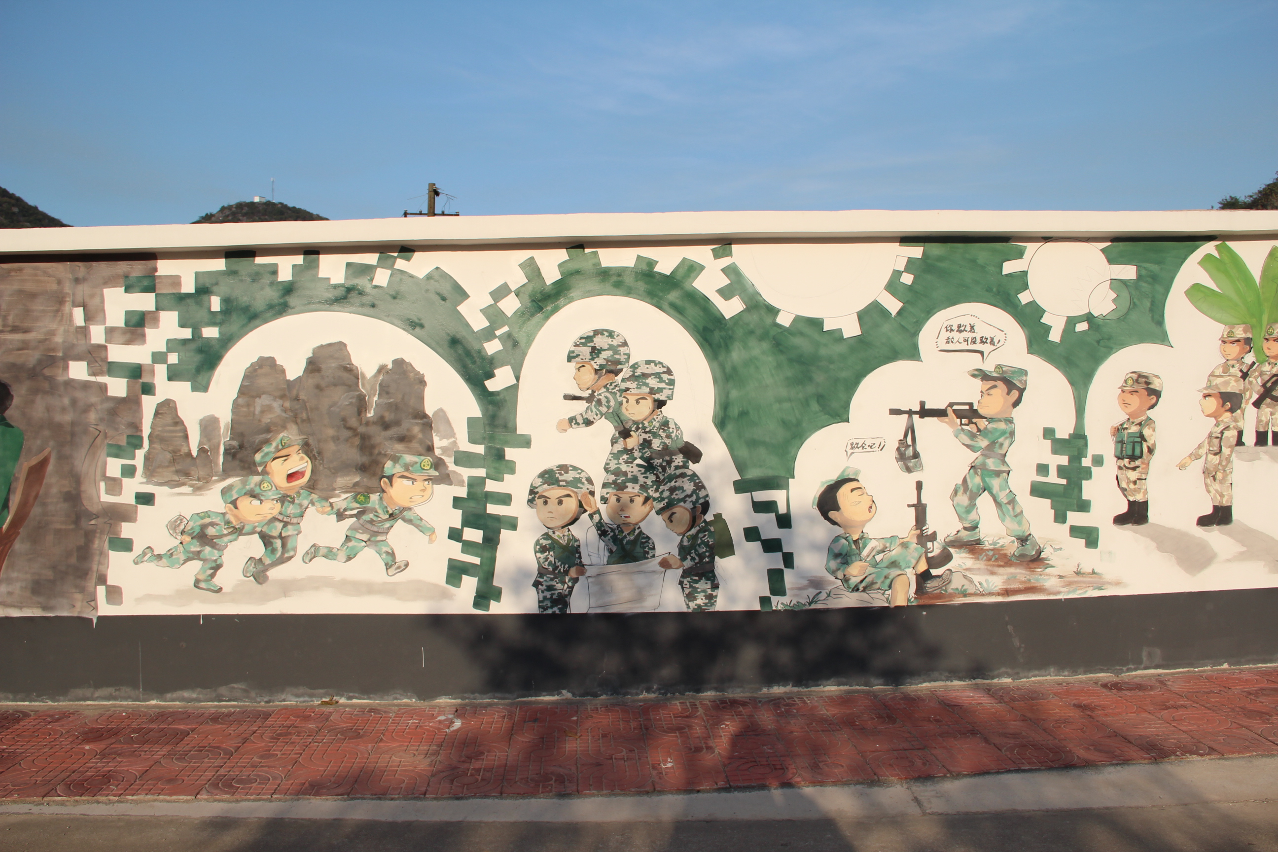 军营漫画墙绘强军漫画长廊