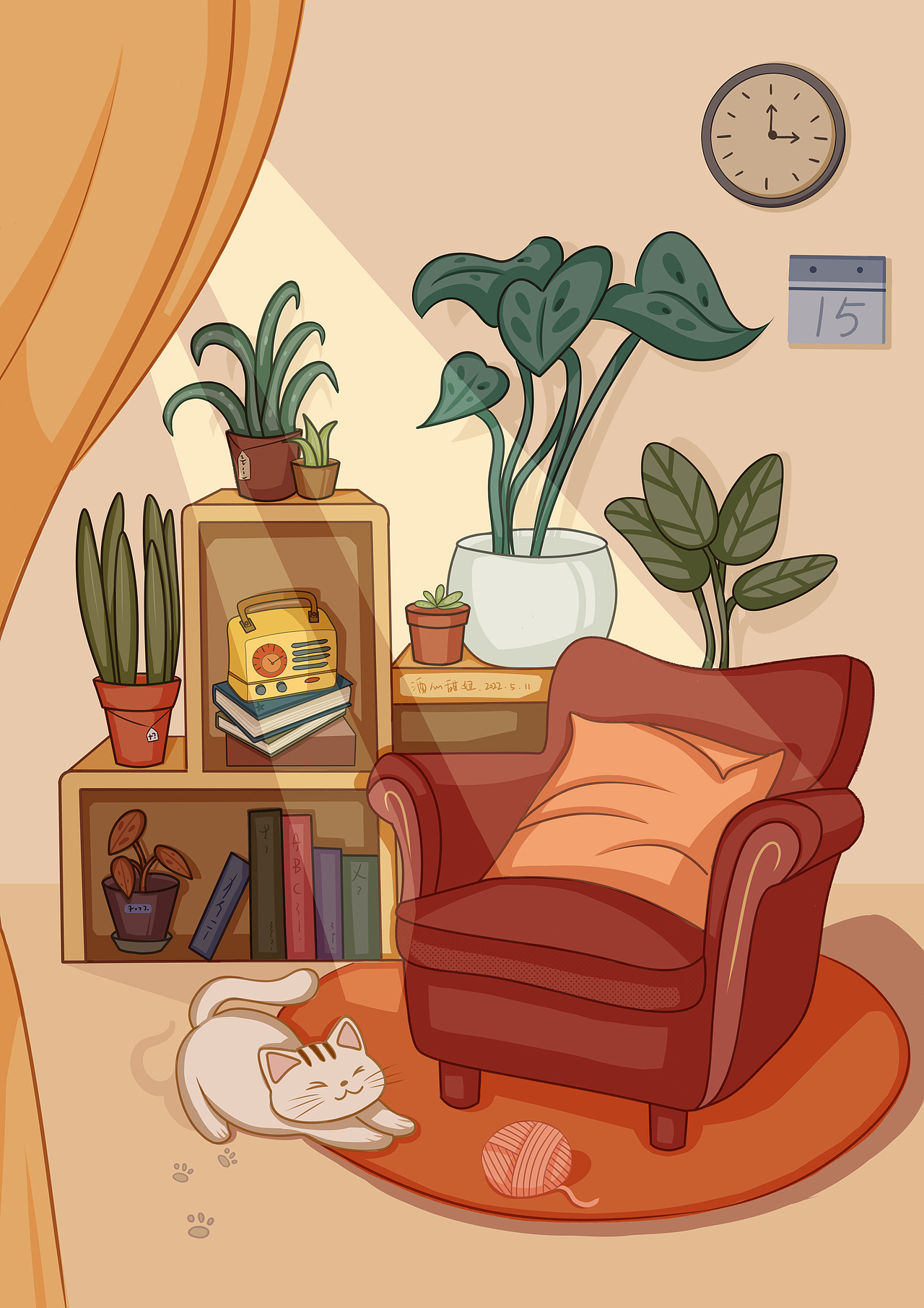 室内小场景插画