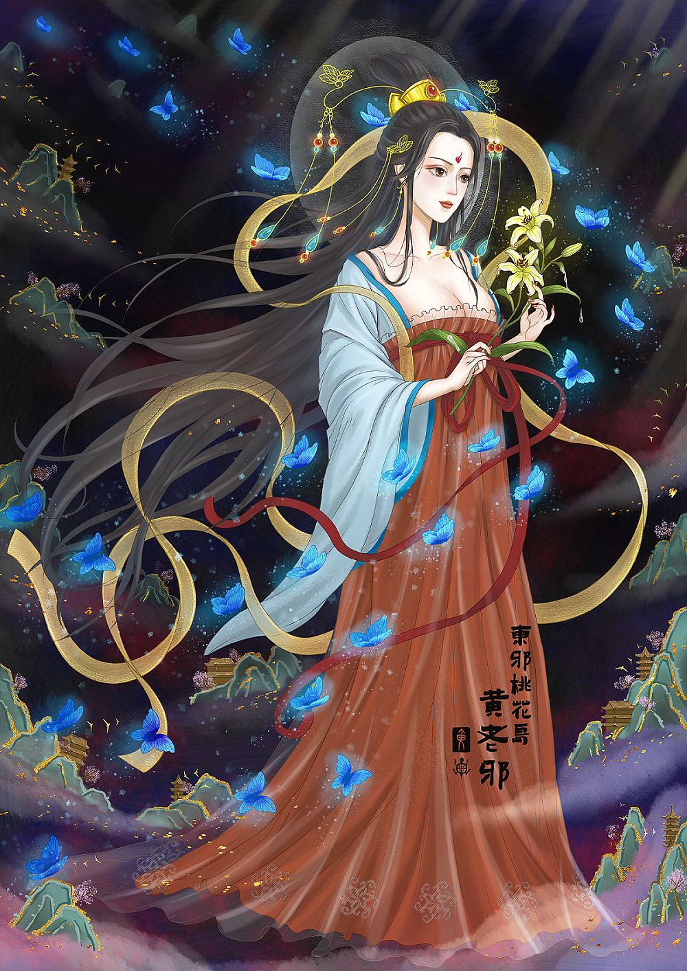 原创插画《蝶舞》（图ZMjYwNzQxMTc2） - 创作习作 - 站酷设计师东邪桃花岛黄老邪原创素材 - 站酷ZCOOL