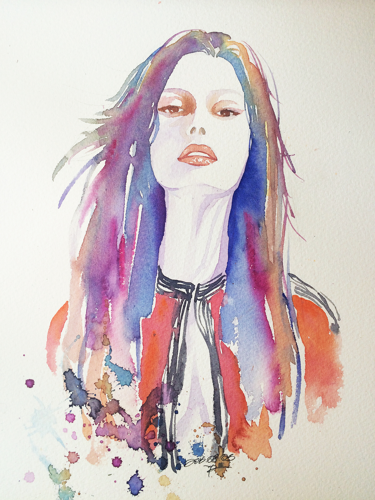 一组时尚水彩人物