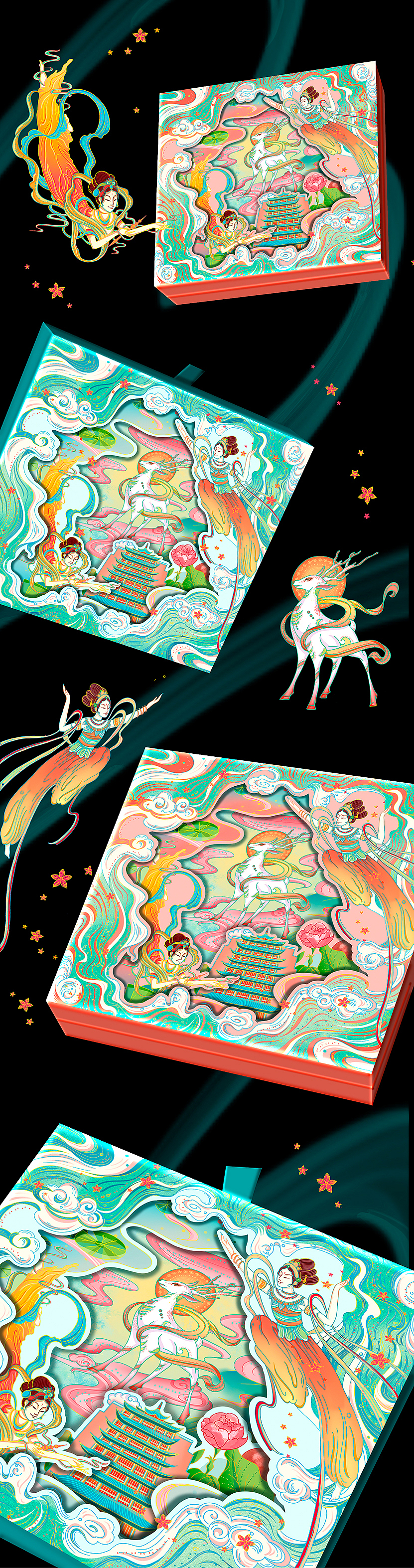 敦煌*中秋礼盒包装插画（图ZMjc4MTQxMDk2） - 商业插画 - 站酷设计师奥特曼小1原创素材 - 站酷ZCOOL