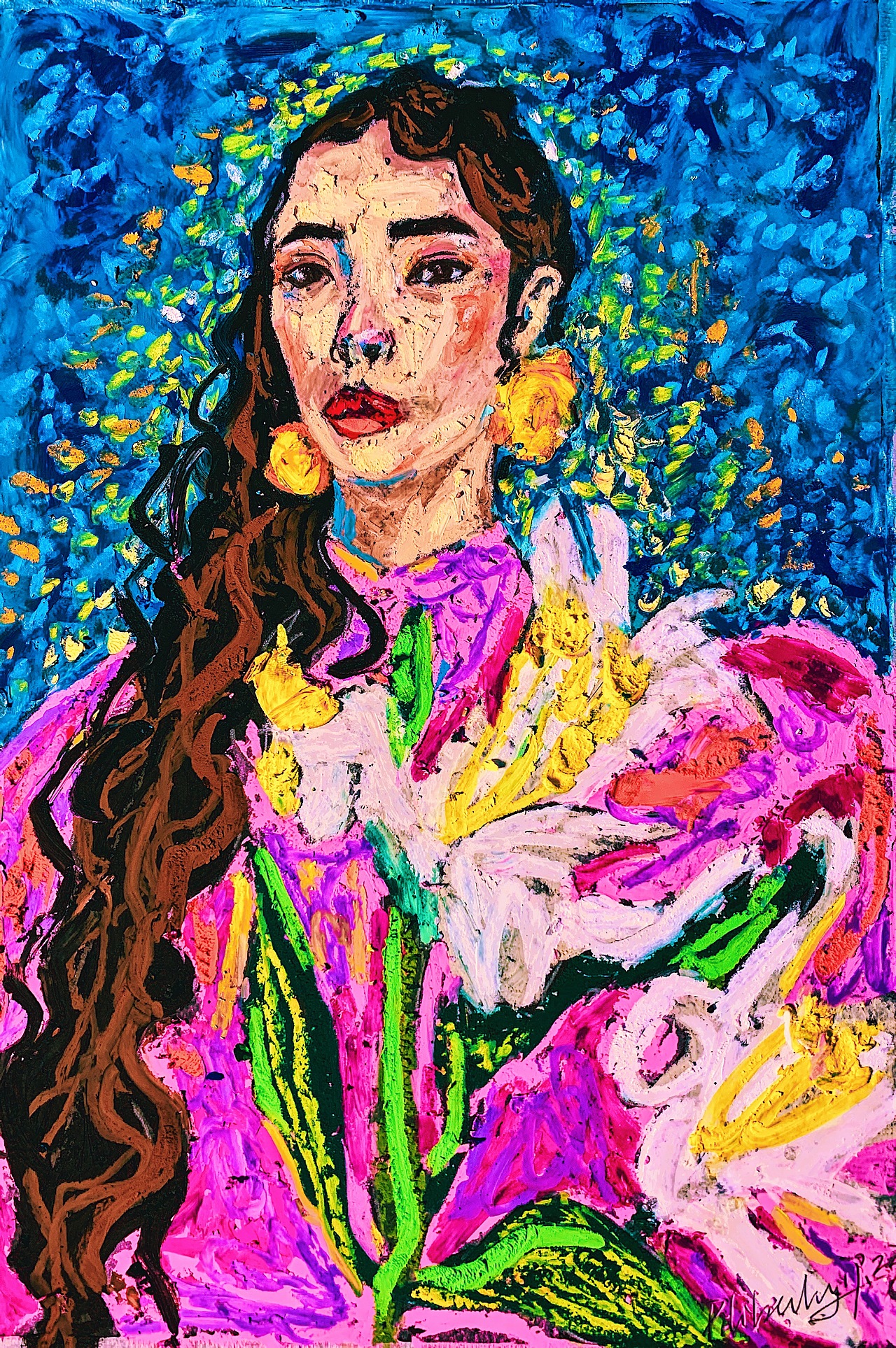 油画棒作品《午夜爱人》