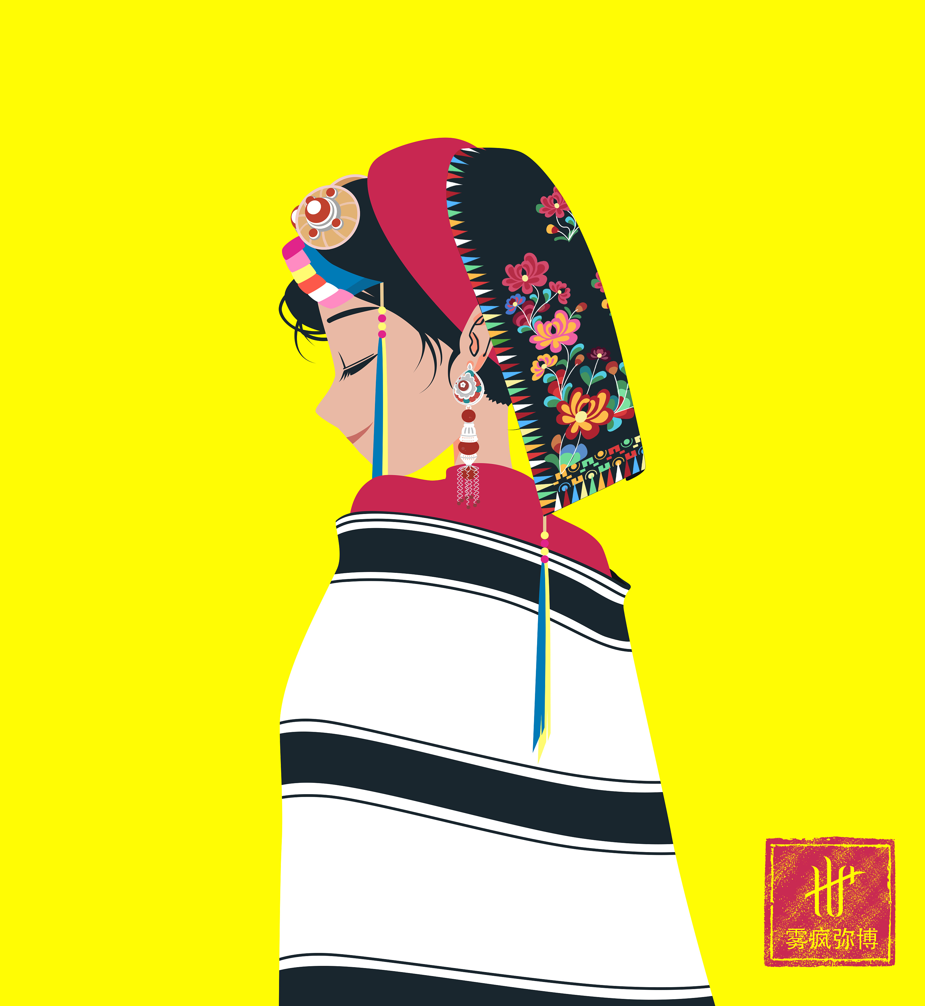 “藏文化”系列人物插画|插画|插画习作|来碗鱼丸 - 原创作品 - 站酷 (ZCOOL)