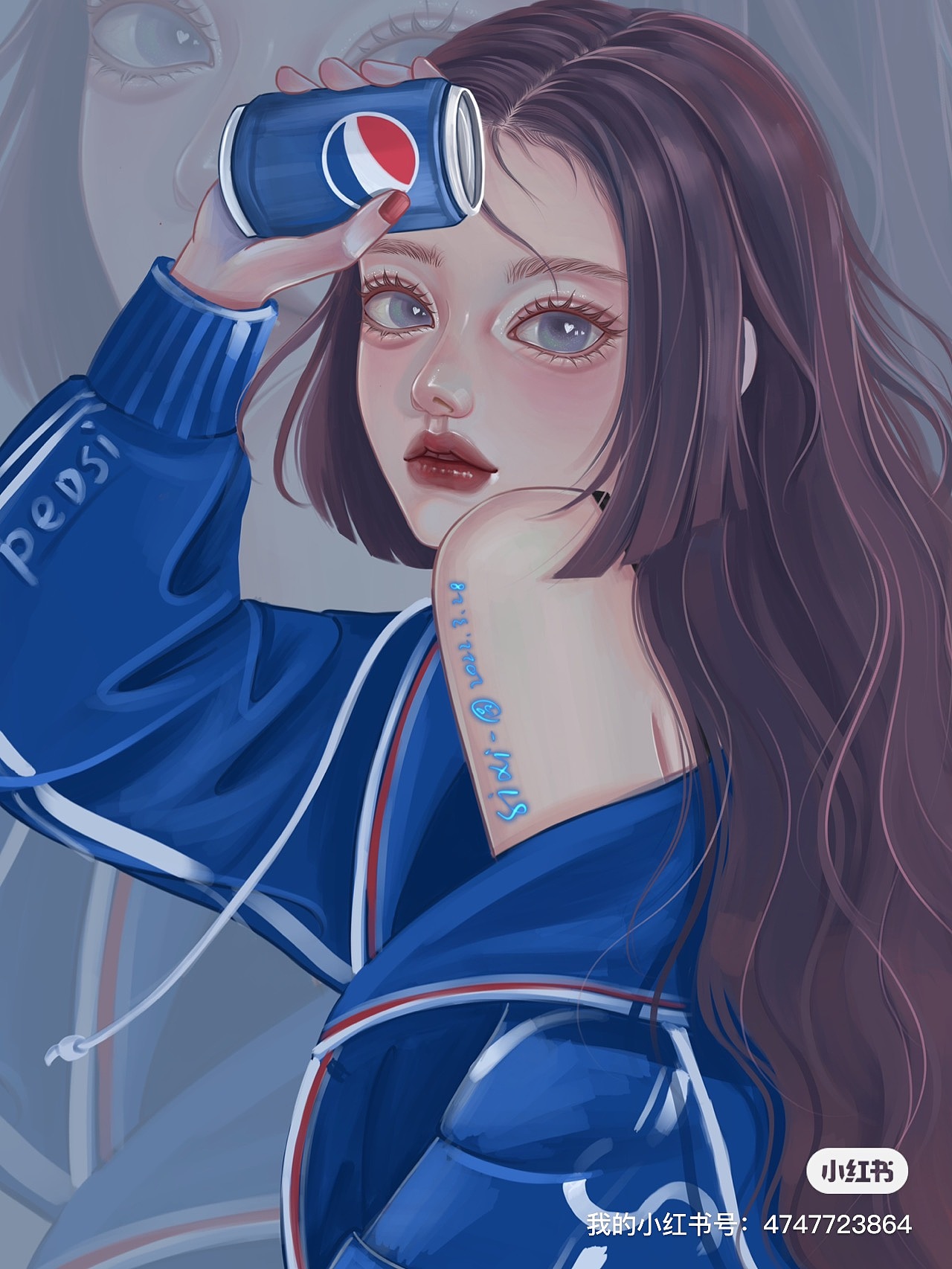 百事可乐拟人头像插画-公主切少女