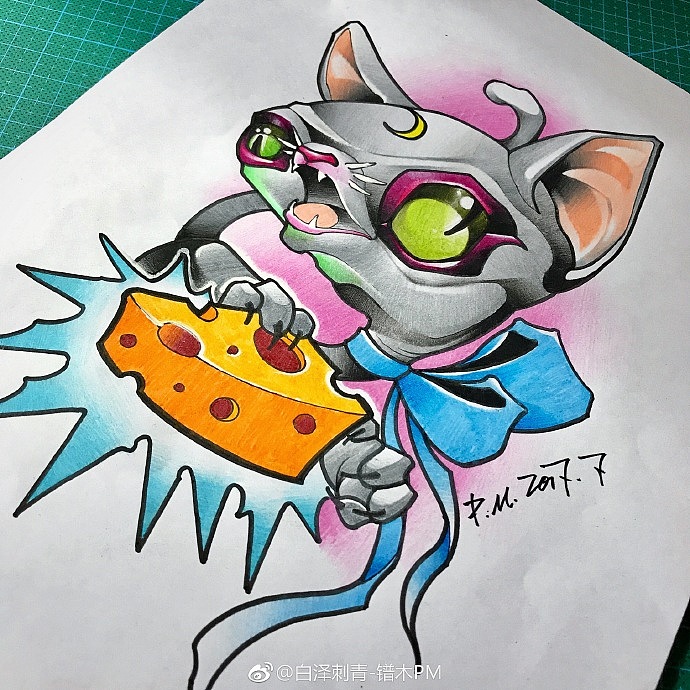 斯芬克斯猫纹身手稿