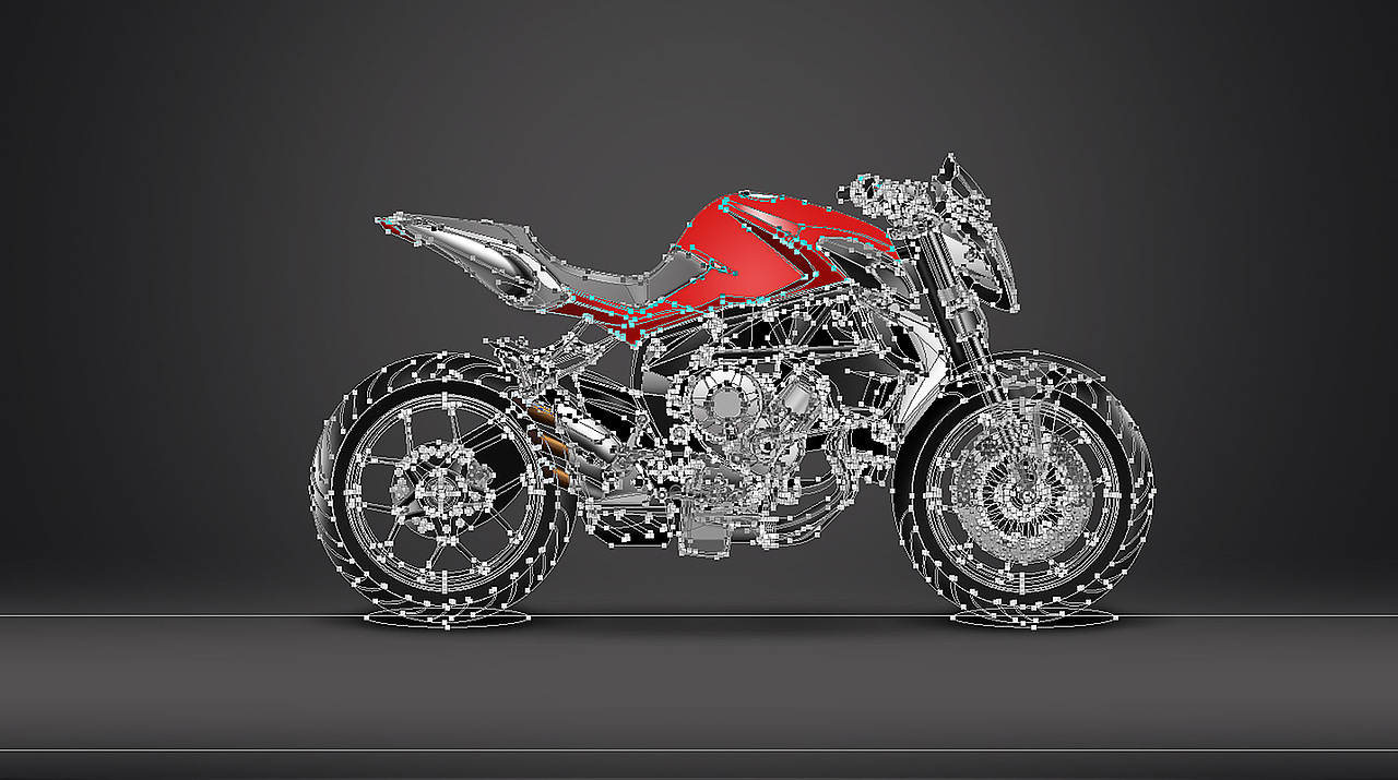 摩托车写实绘制