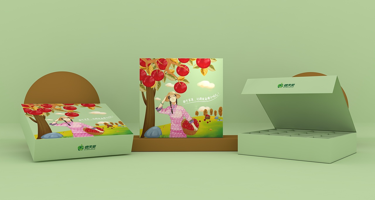 苹果包装、水果包装、插画风格（图ZMTcwMjY3NDMy） - 包装 - 站酷设计师忻彩包装原创素材 - 站酷ZCOOL