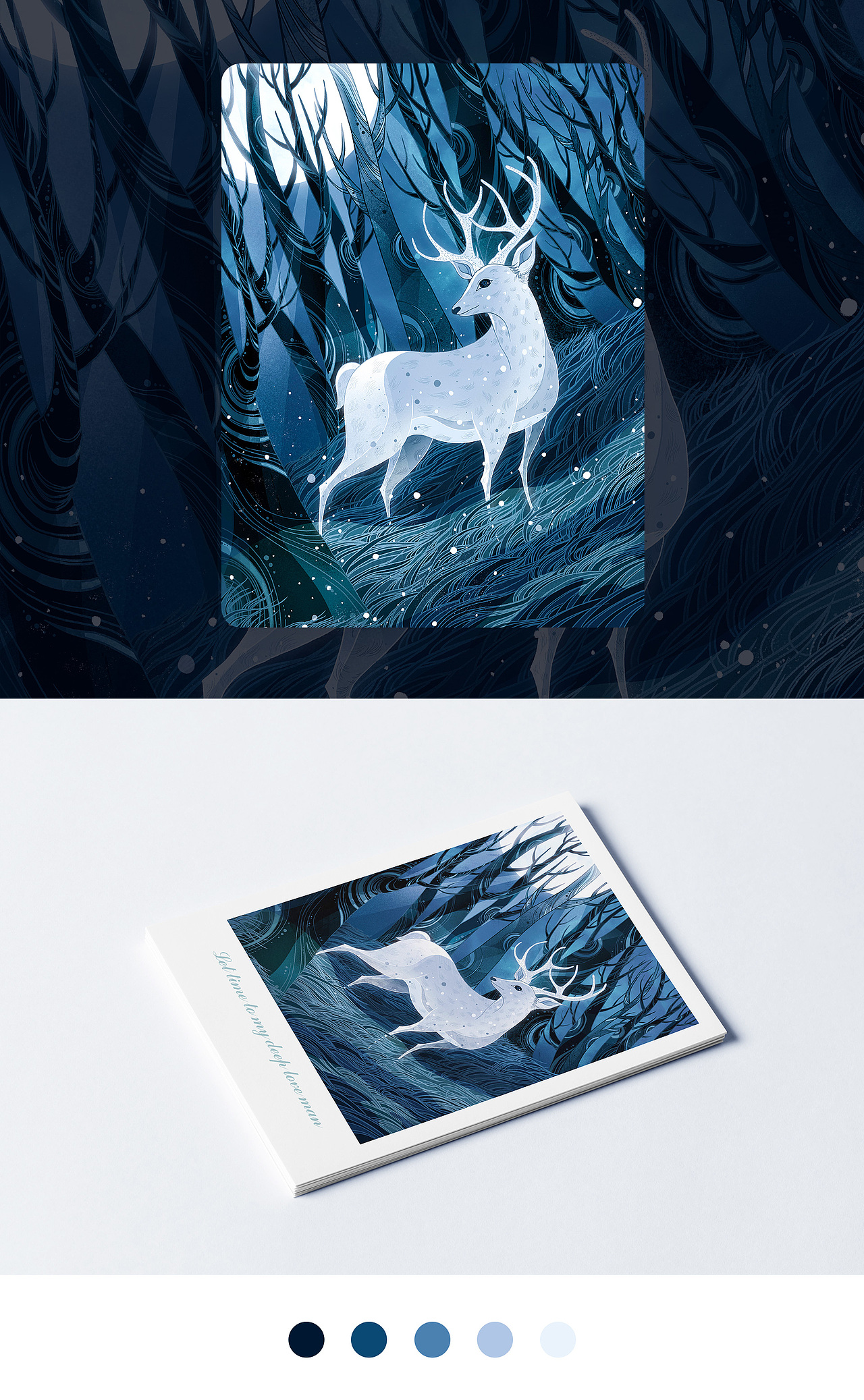 习作:精灵小鹿(单色插画练习) br>