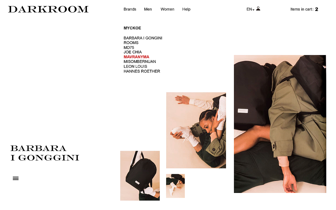 DARKROOM服装网页排版