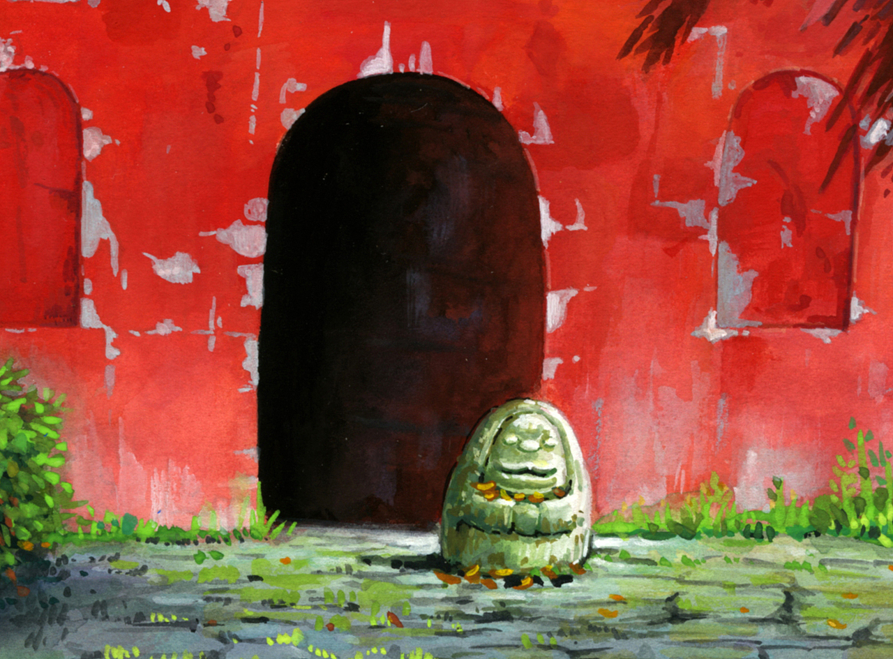 宫崎骏动画背景,治愈系水彩。千与千寻 中的汤屋。