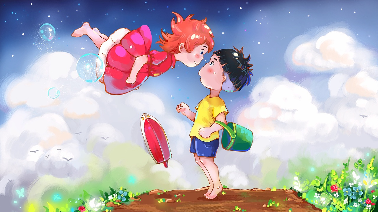 iPad绘-梦幻版波妞与宗介（图ZMTY2MzI2MDgw） - 创作习作 - 站酷设计师待待就好原创素材 - 站酷ZCOOL