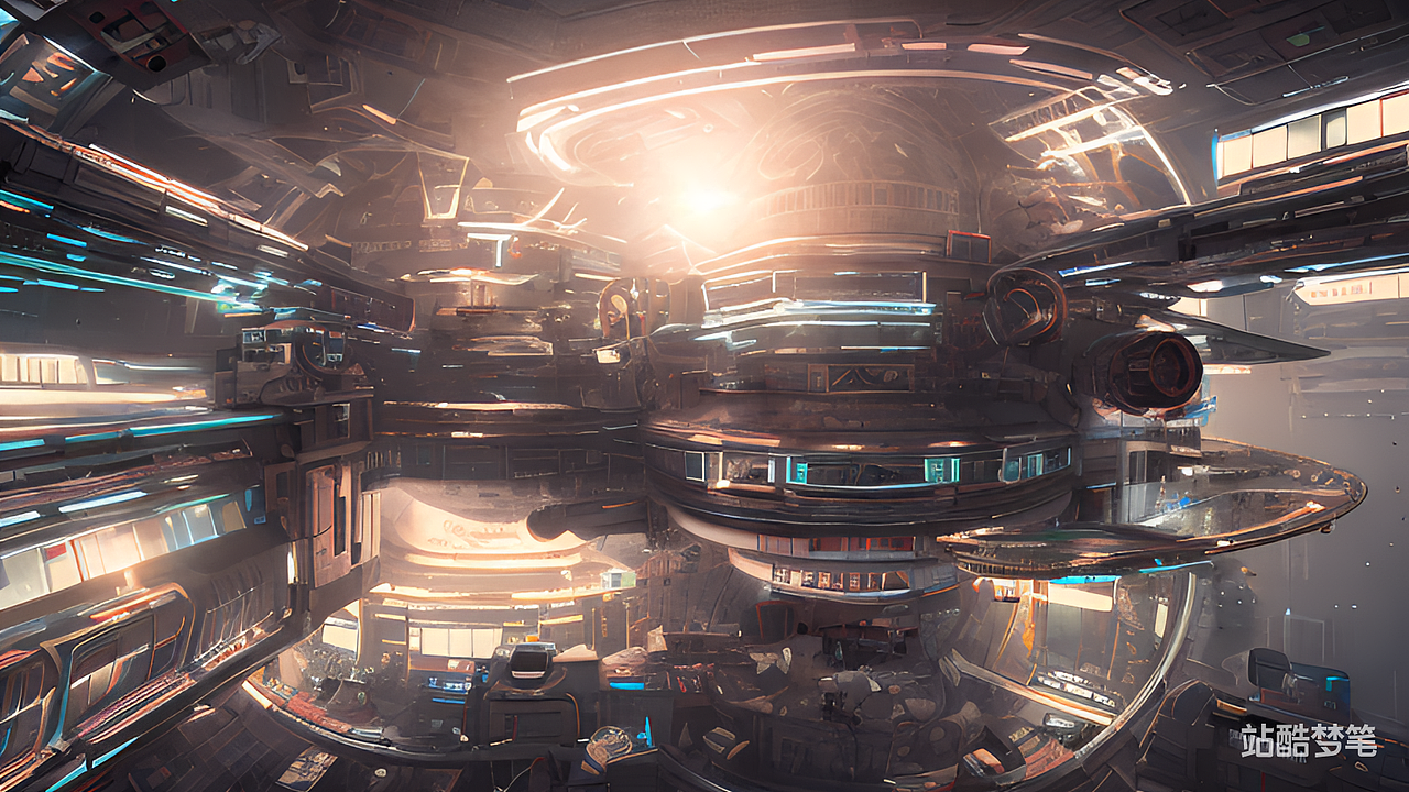 #站酷梦笔#空间站，赛博朋克（图ZMzI5MjEwNjky） - AI作品 - 站酷设计师进击的匹诺曹原创素材 - 站酷ZCOOL