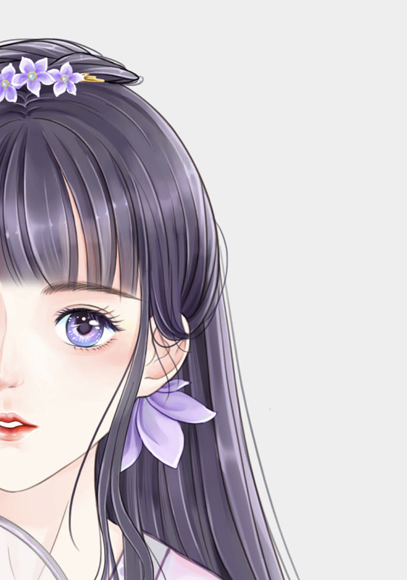 古风插画少女 桔梗花