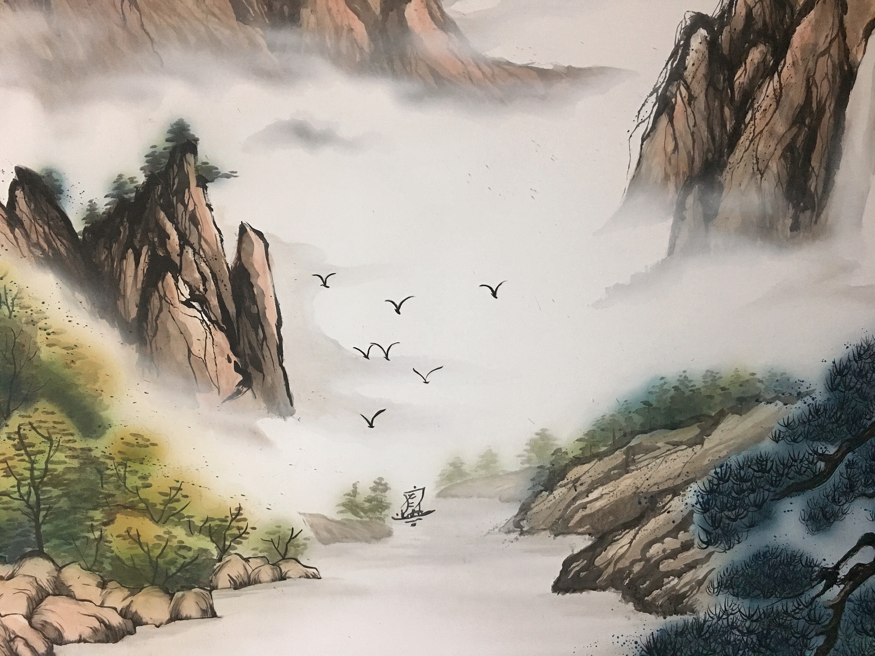 山水画《源远流长》(风水图)