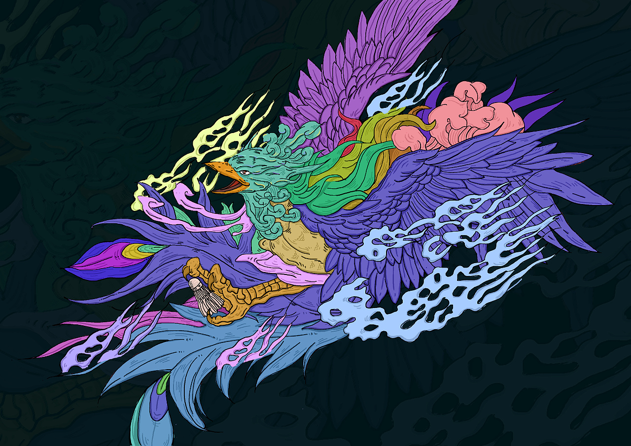 国潮祥瑞凤凰锦鲤麒麟