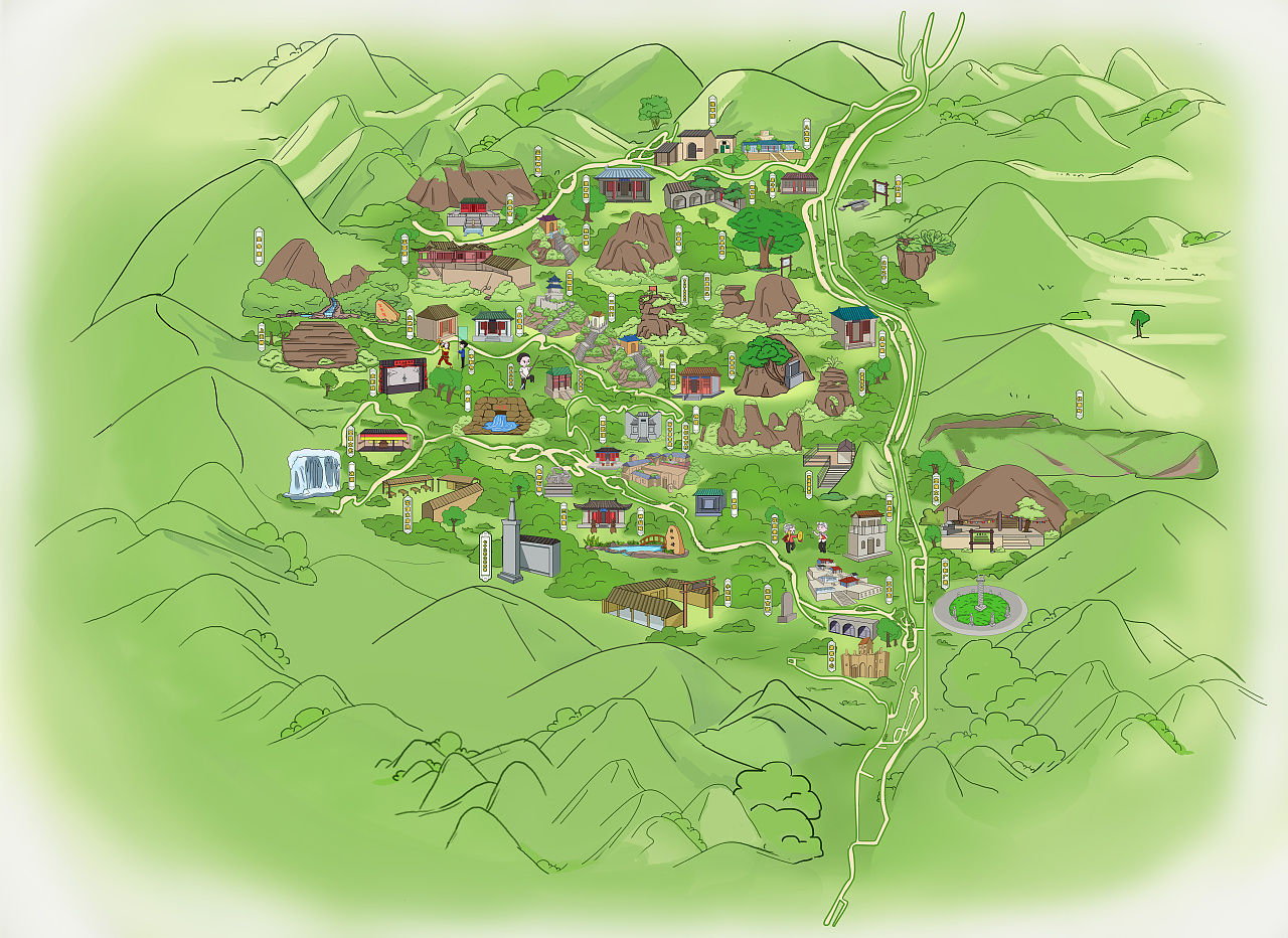 杭州手绘地图制作旅游地图导航小程序制作游乐园地图