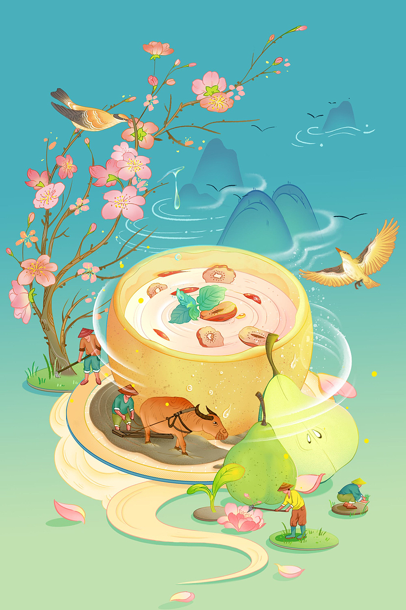 清爽干净中国风田园风格节日节气插画（图ZMzE4NzY5NzY0） - 商业插画 - 站酷设计师画友帮原创素材 - 站酷ZCOOL