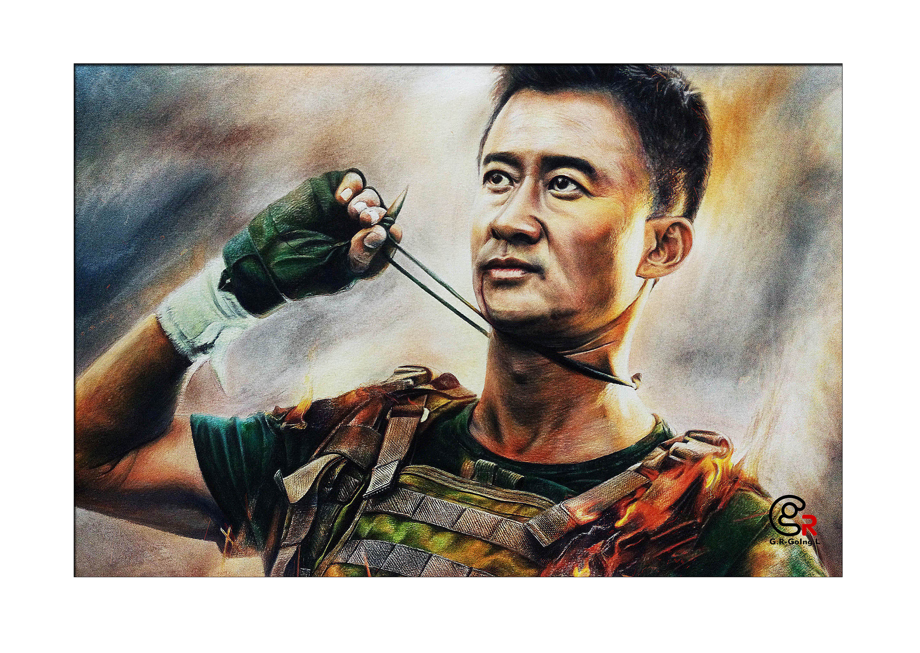 gr一笔一画之彩铅画战狼2