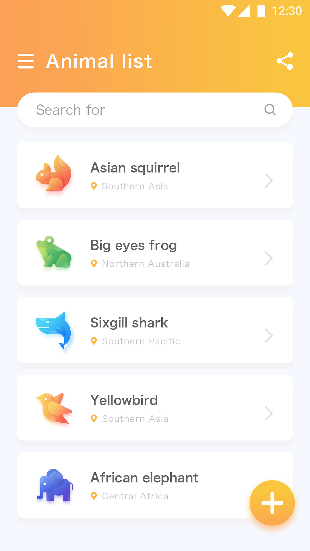 追波风动物介绍app界面