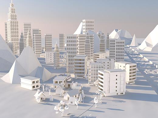 C4D制作折纸房屋短视频
