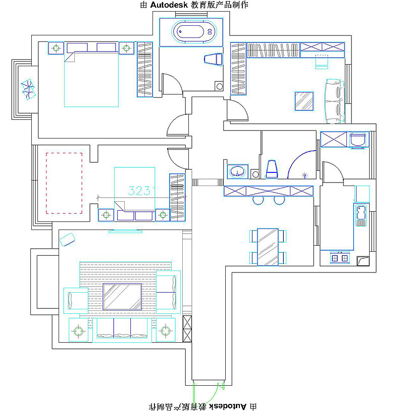 嘉韵公园里装修,130平美式风格样板间设计——户型图