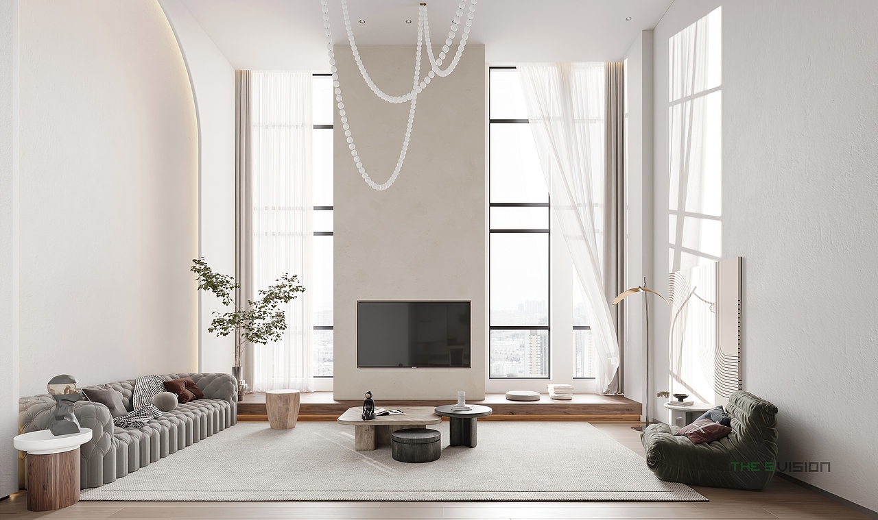 白色 现代挑空公寓