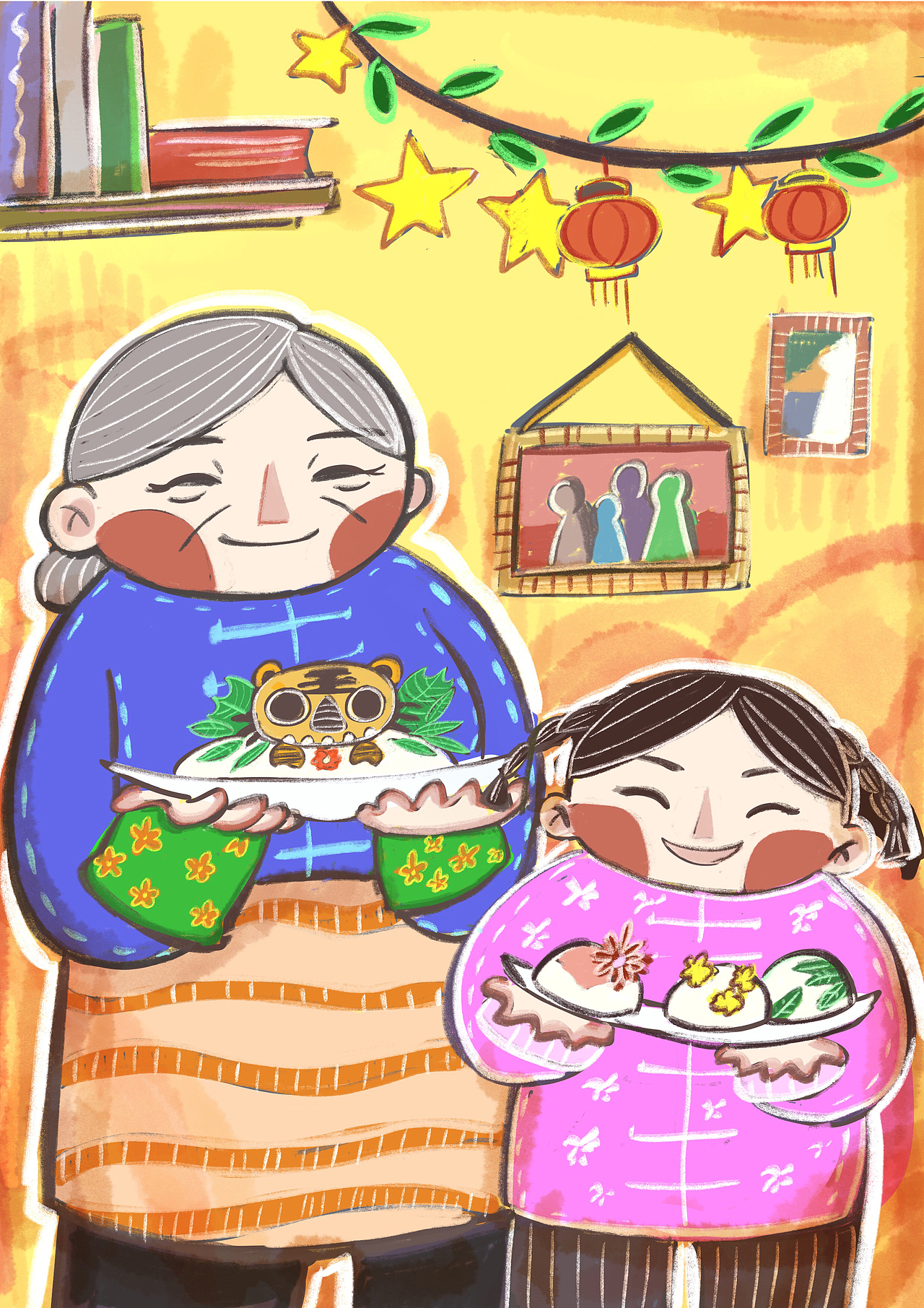 闻喜花馍民俗系列插画