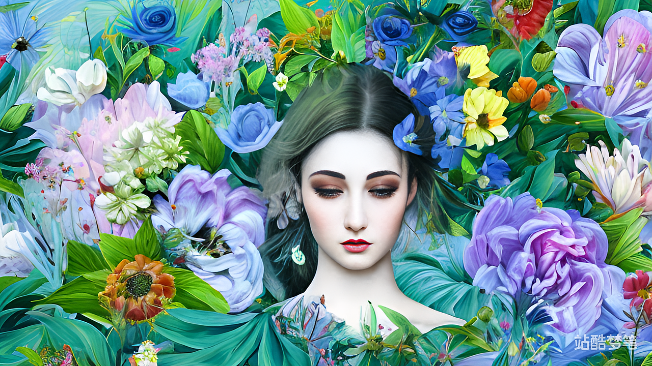 #站酷梦笔#鲜花与女性的融合（图ZMzM1MTA3ODM2） - AI作品 - 站酷设计师累先生原创素材 - 站酷ZCOOL