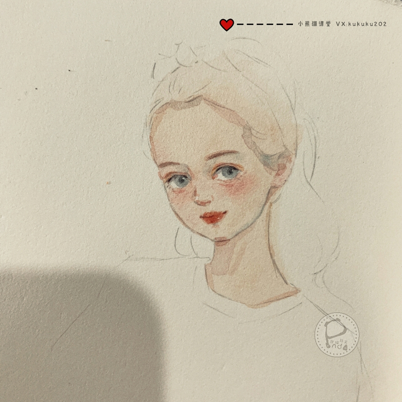 森系少女水彩插画水彩步骤水彩教程卡通插画头像手绘