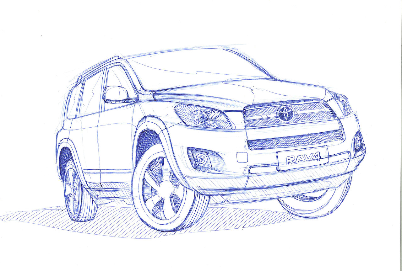 圆珠笔手绘汽车作品