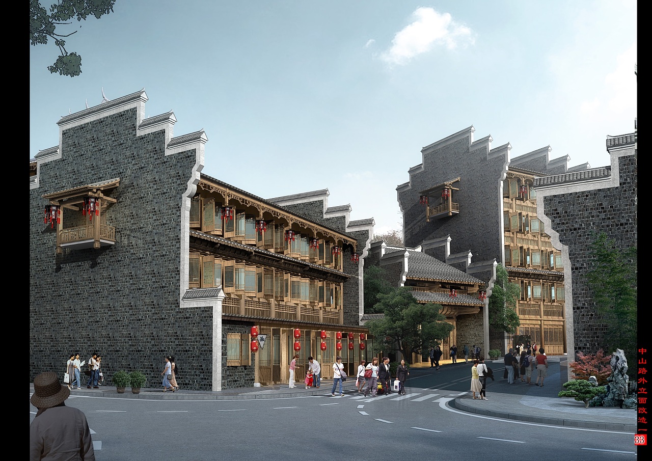 一套古建筑效果图